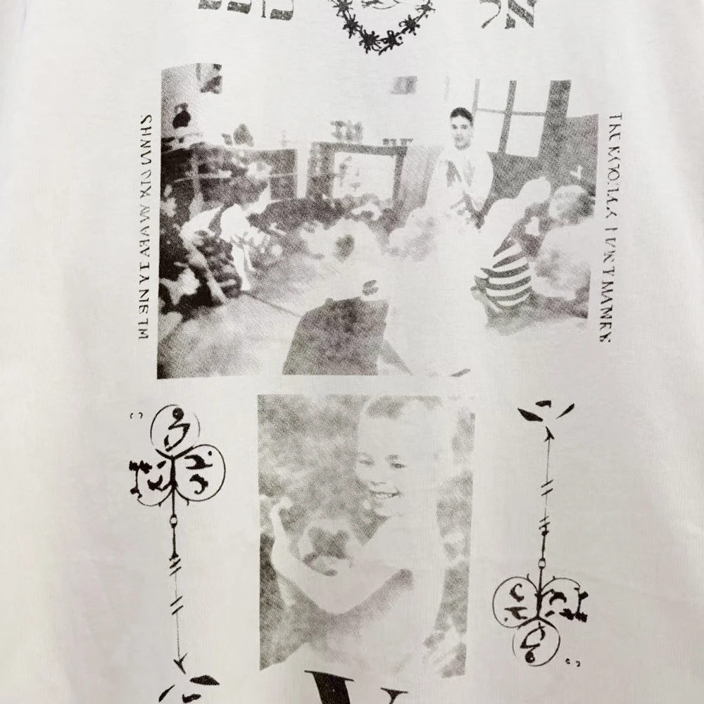 Y2k Streetwear Subculture Graphic T Shirt Hiphop Street Style Oversized Cotton Distressed Casual Clothing Full Sleeve Tees Men's