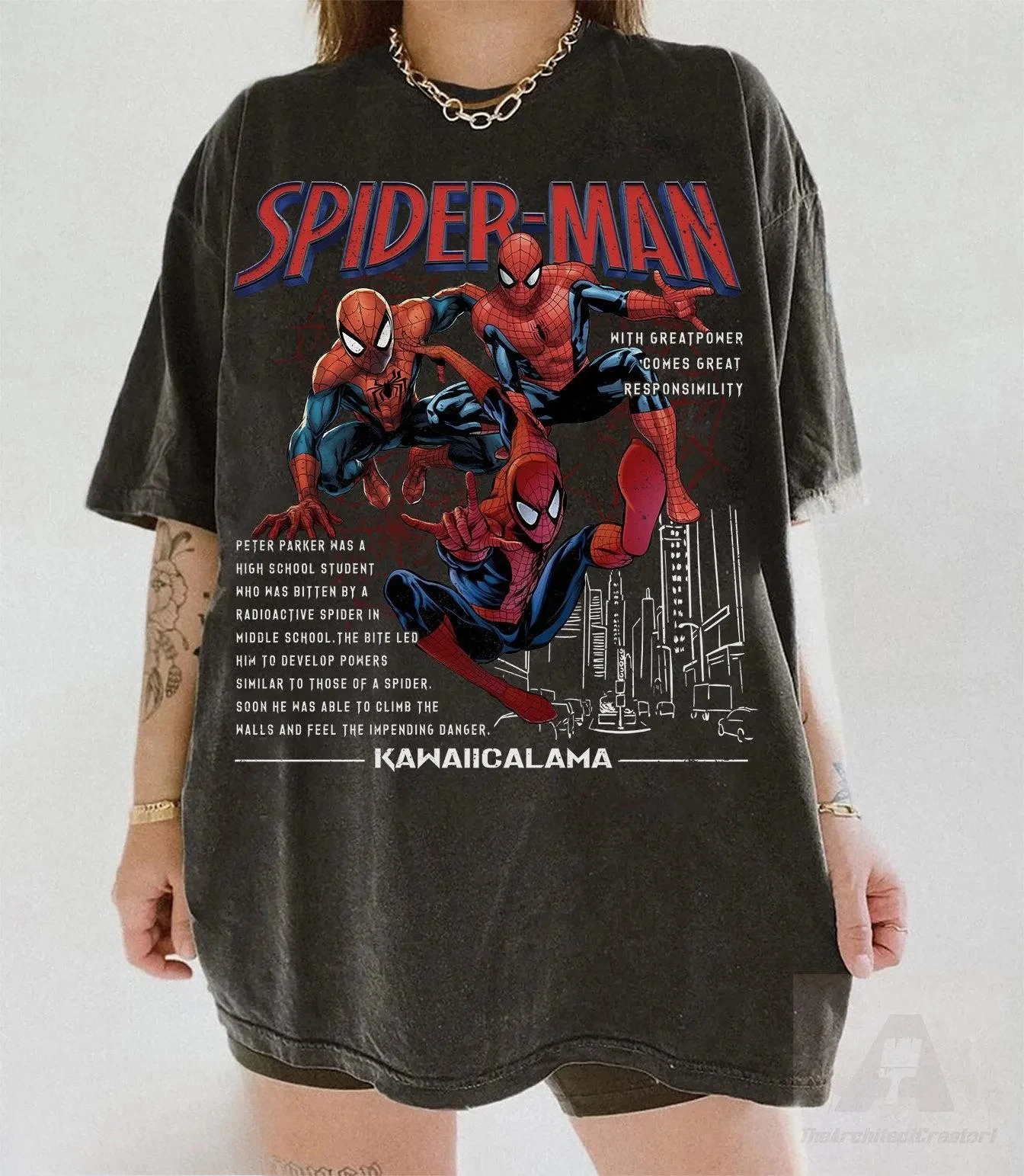 2026 New Movie Spider-Man Brand New Day Tom Holland Retro Print T Shirt Men Women Y2K Harajuku Loose Casual Tee Street Fashion view 4