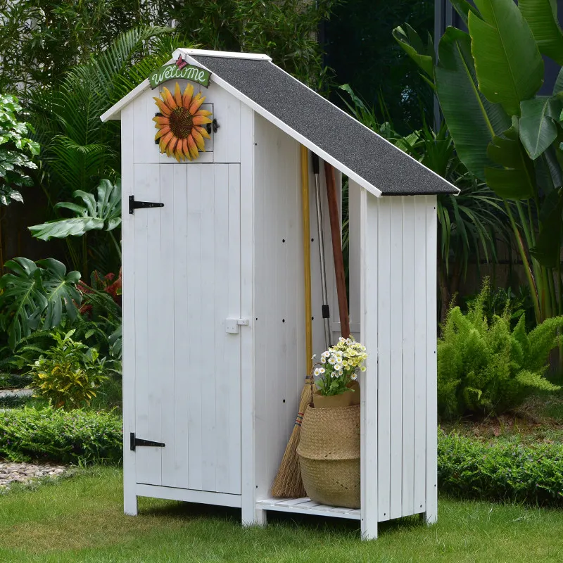 Outdoor storage cabinet tools utility box function firewood room rainproof solid wood courtyard garden balcony shovel high