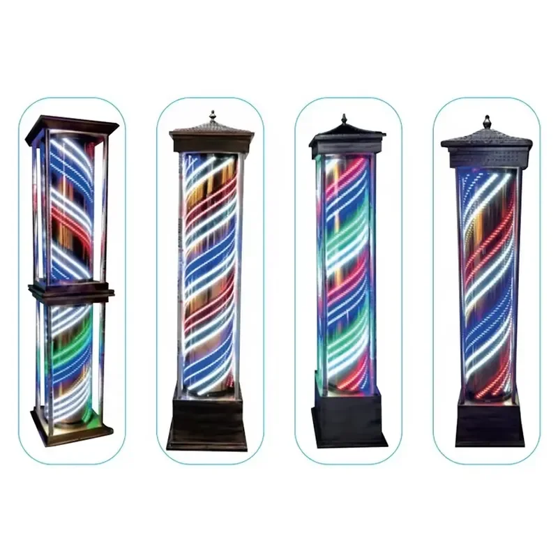 For One Pack, Barber Shop Business Flag Poles Vintage 190cm Led Custom Light Color and Height Salon Signing Equipment