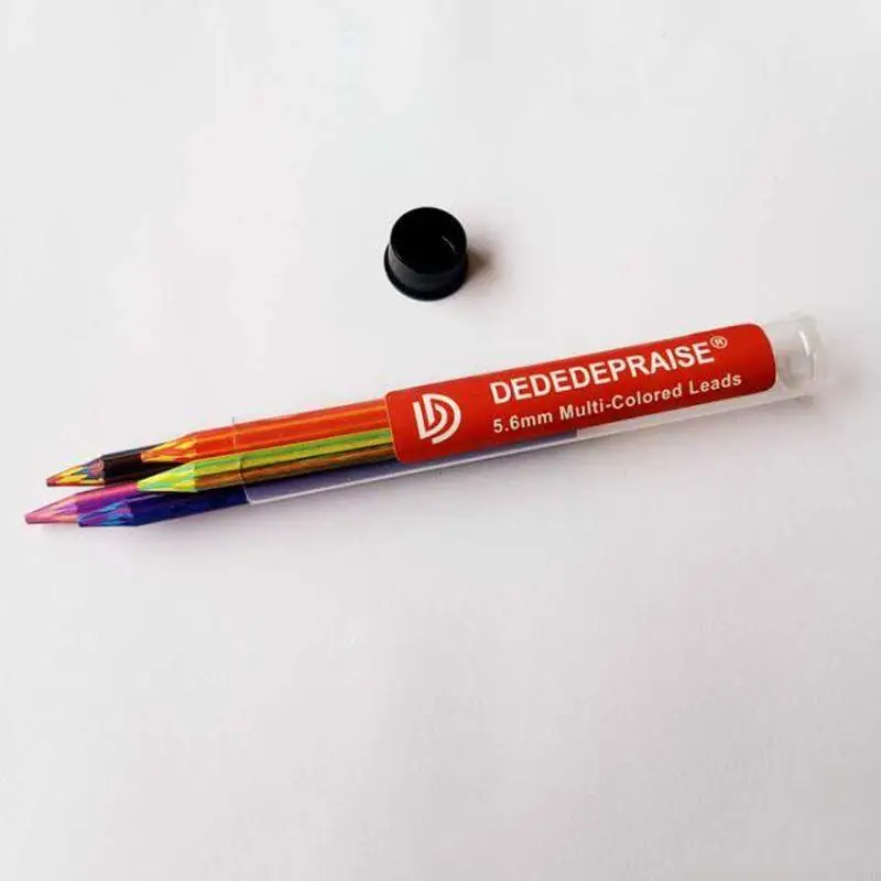 H7JF لـ Creative Rainbow Pencils تعبئة 5.6 ملم الرصاص 3-في 1 ألوان الفنان قلم رصاص لارتداء رسم التظليل تلوين 5 قطعة