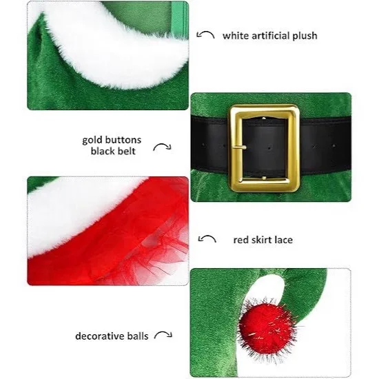 Robe elfe de noël pour filles, robe de jeu de rôle, Cosplay, robe en velours vert pour fête de noël, mascarade, Costume de carnaval