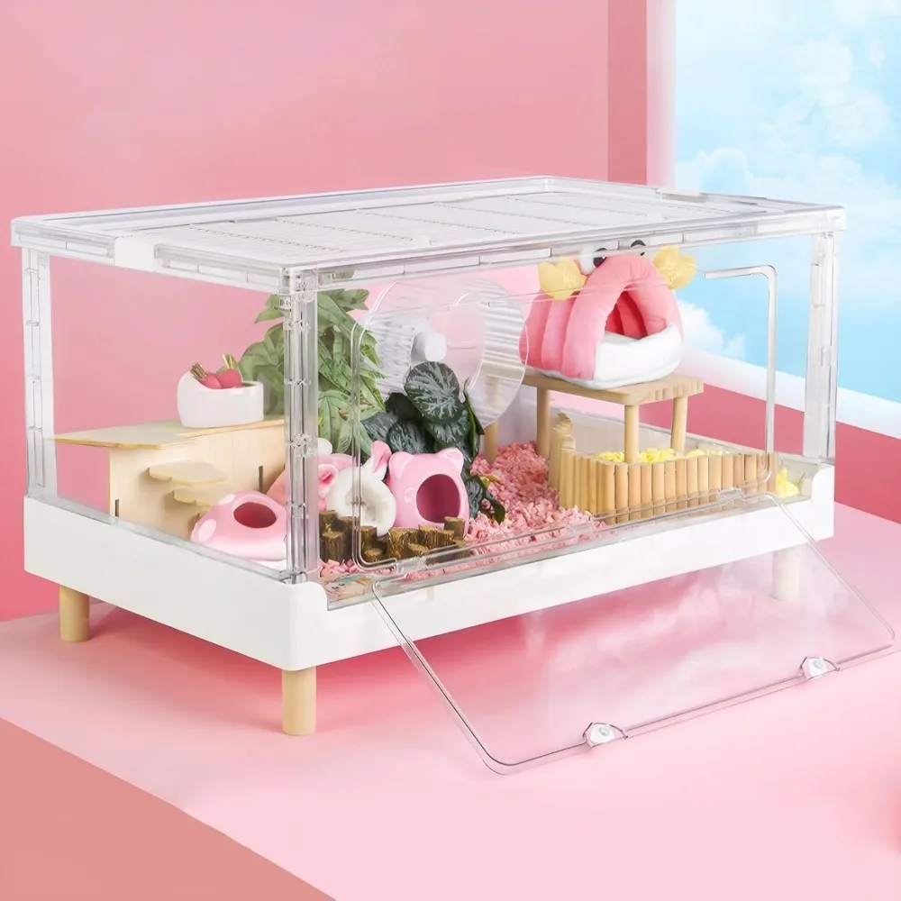 

Hamster Cage & Guinea Pig Cages,Fully Transparent and Eco-Friendly Large Acrylic Cage for Small Animal Pets,Such as:Bearded Drag