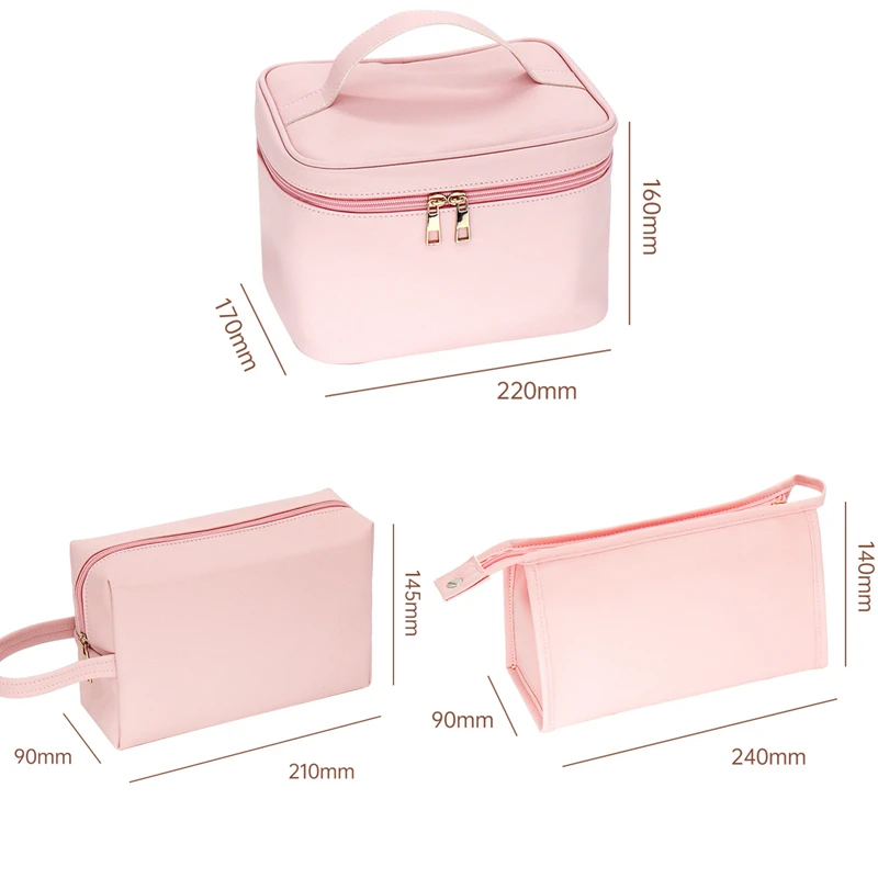 Large-Capacity Travel Cosmetic Bag Portable Leather Makeup Pouch Women Waterproof Bathroom Wash Bag Multifunction Toiletry Kit