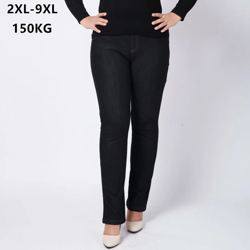 High Waisted Slim Fit Jeans Female Stretched Plus Size 150KG 6XL 7XL 8XL 9XL 5XL Lady150KG Denim Pants Oversized Women Trousers