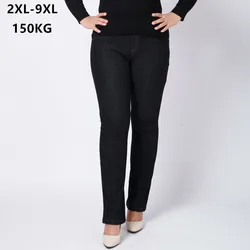 High Waisted Slim Fit Jeans Female Stretched Plus Size 150KG 6XL 7XL 8XL 9XL 5XL Lady150KG Denim Pants Oversized Women Trousers