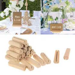 20pcs Rustic Wood Place Card Holders Wooden Holder Stand Card Photo Clip Holders for Wedding Party Table Number Name Sign