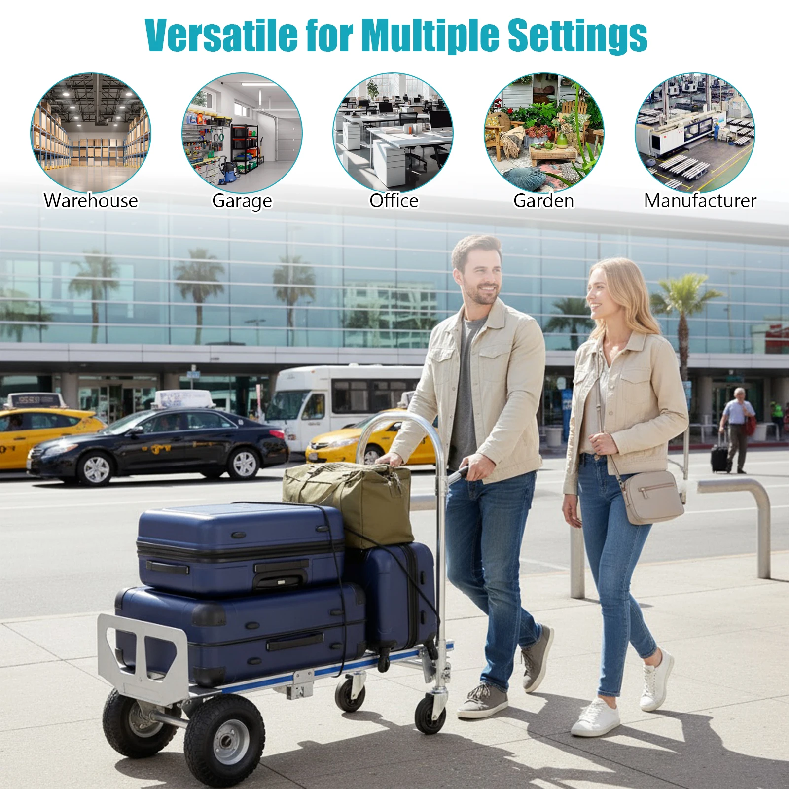 

3 in 1 Heavy Duty Folding Dolly Cart 550LBS Capacity Aluminum Hand Truck with Wheels for Logistics Shopping Home Office Moving