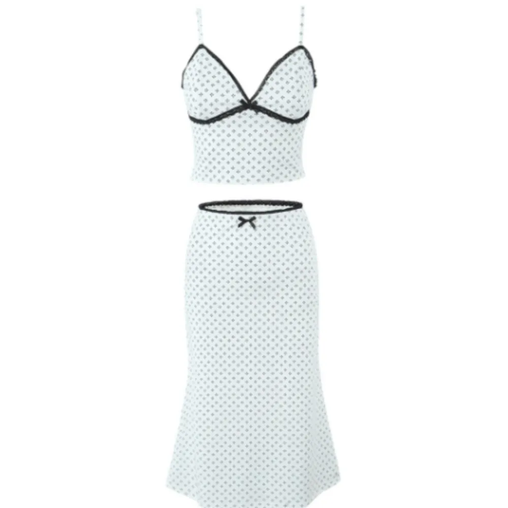

Sling New In Matching Sets 2 Pieces Set For Woman Two Piece Outfit Polka Dots Slim Skirt Simple Style All-match Temperament Sexy