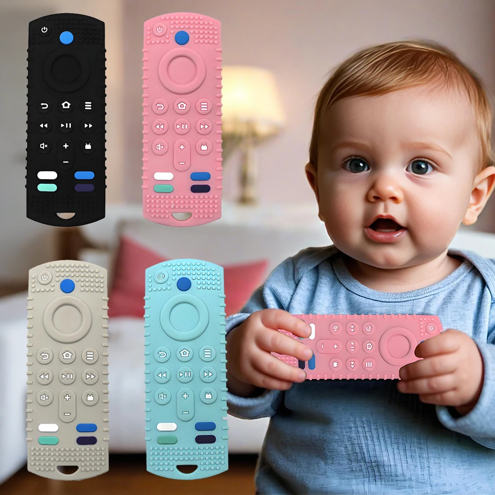 

2 PCS Grade Silicone Baby Teether Soothing Teether Early Educational Sensory Toys for Infant Teether Remote Control Shape