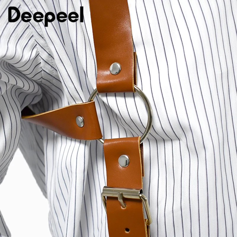 Deepeel-男性用合成皮革サスペンダー,調節可能なショルダーストラップ,ハーネス,大人用ベルトアクセサリー