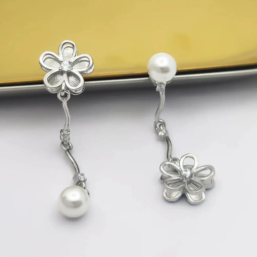 HESHI 925 Sterling Silver Shell Pearl Plant Fruits and Flower Drop Earrings for Women Girl Exquisite Sweet Fascinating