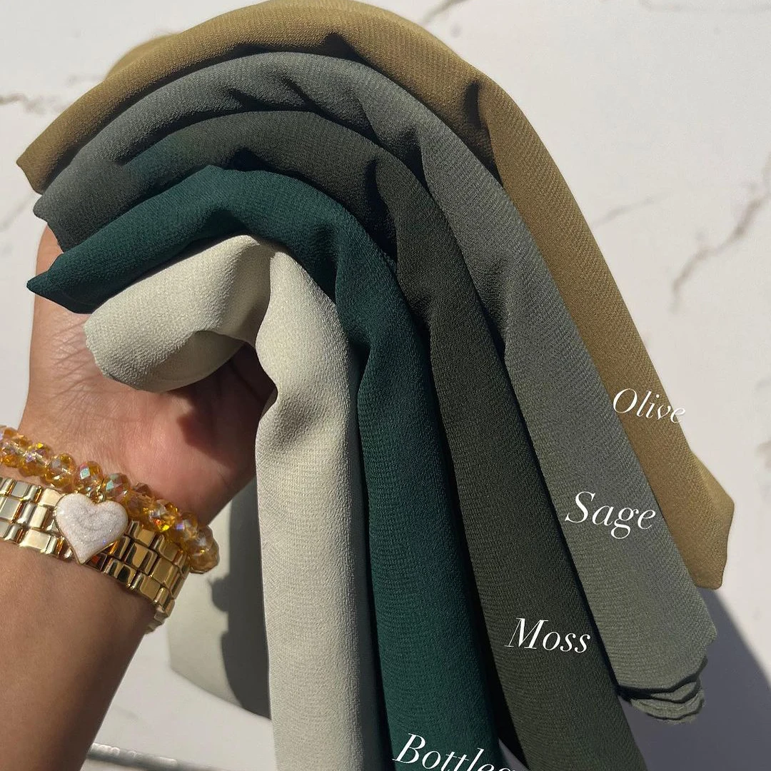 Fashion Heavy Chiffon Hijab Muslim Woman Plain Long Scarf Shawls Solider Color Hijabs