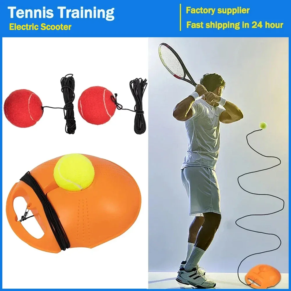 

Tennis Practice Device Rebound Ball with Long Elastic Rope Aids Equipment Base Solo Tennis Trainer Heavy Duty Tennis Training