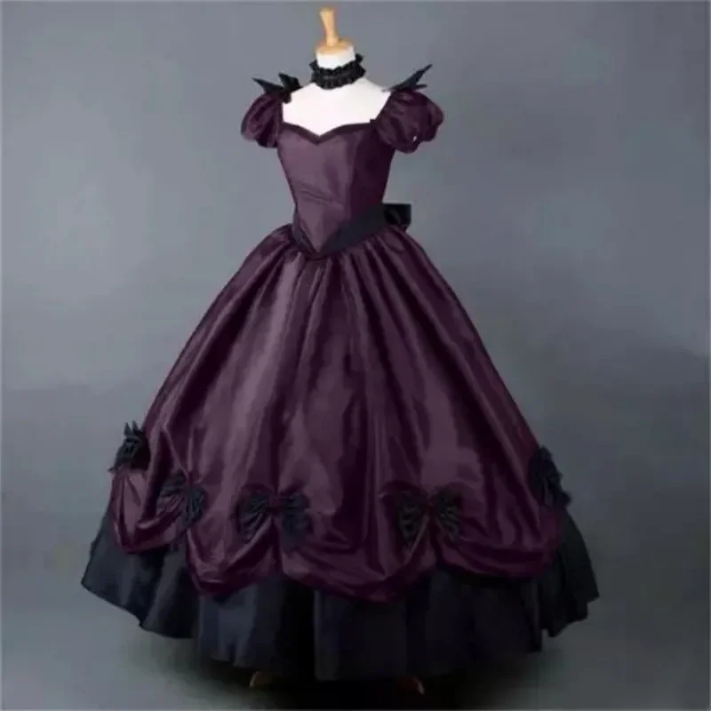 

Purple Medieval Victorian Evening Dress Vintage Gothic Costume Christmas Carnival Set Adult Customized
