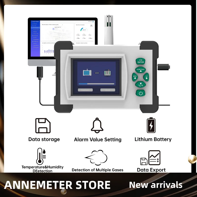 

4-in-1 Portable Air Quality Monitor – High Accuracy Oxygen, CO2, Temperature & Humidity Tester Data Logger for Home, Travel