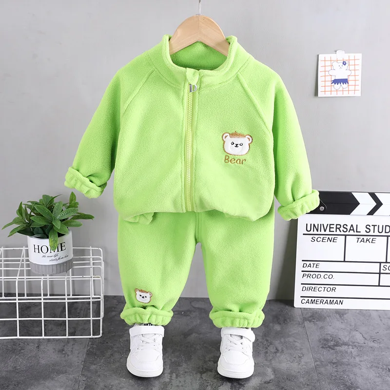 Conjunto de felpa para niño y niña, ropa deportiva informal de dos piezas para bebé y niño pequeño, para exteriores, invierno, novedad de 2024