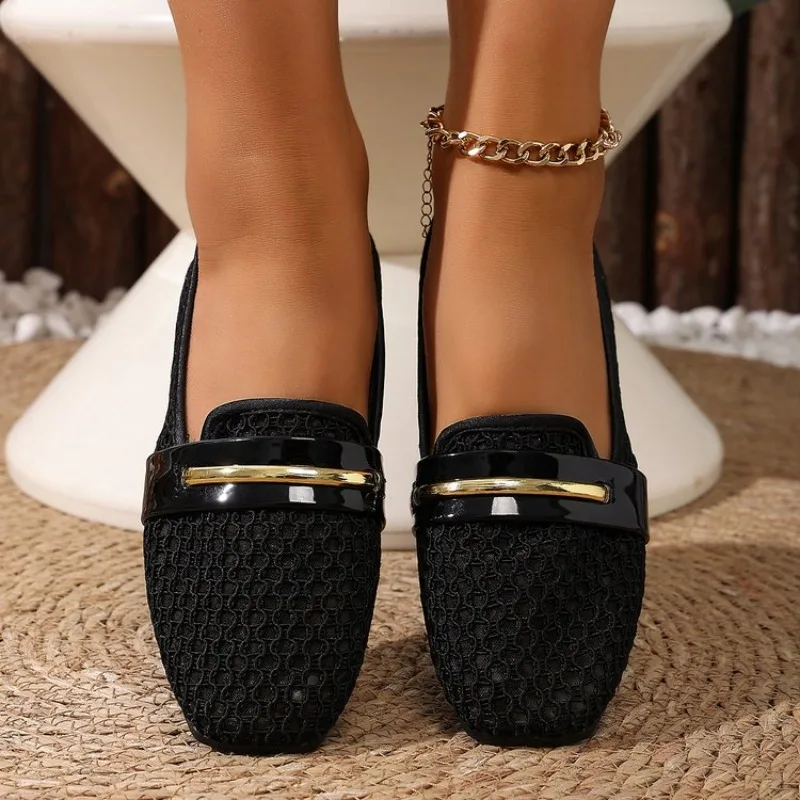 2026 Sommer Damen Mary Jane Flache Schuhe, Neue Runde Zehenpartie, Netzstoff, Hohldesign, Ballerinas, Bequeme Outdoor-Freizeitschuhe zum Gehen – Detail 2