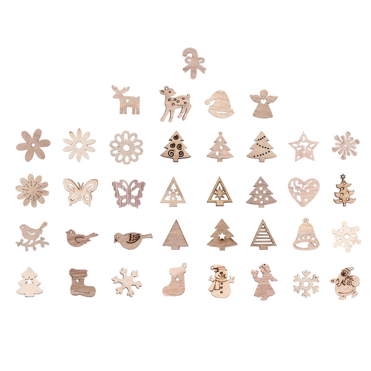 

400Pcs Christmas Wooden Cutouts Unfinished Ornaments Craft Decor Xmas Tree Adornment Christmas Wooden Cutouts Xmas Tree Ornament
