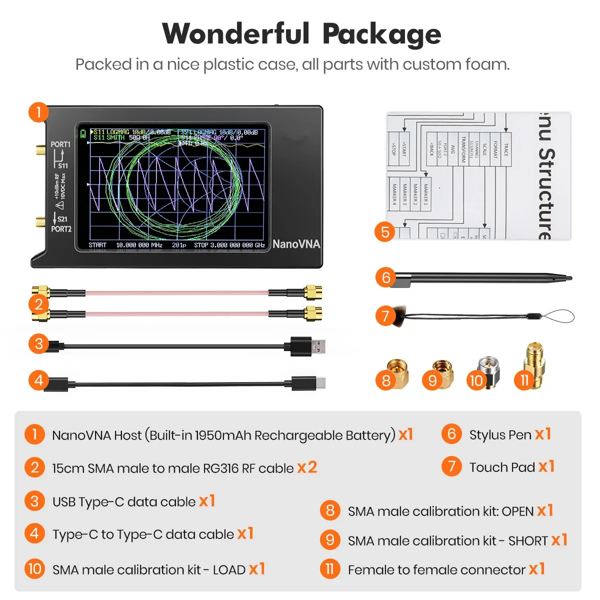 Anslyzer widma NanoVNA-H4 Wektorowy analizator anten sieciowych 10KHz-1.5GHz MF HF VHF UHF Tuner antenowy 32GB nano vna NanoVNA-H