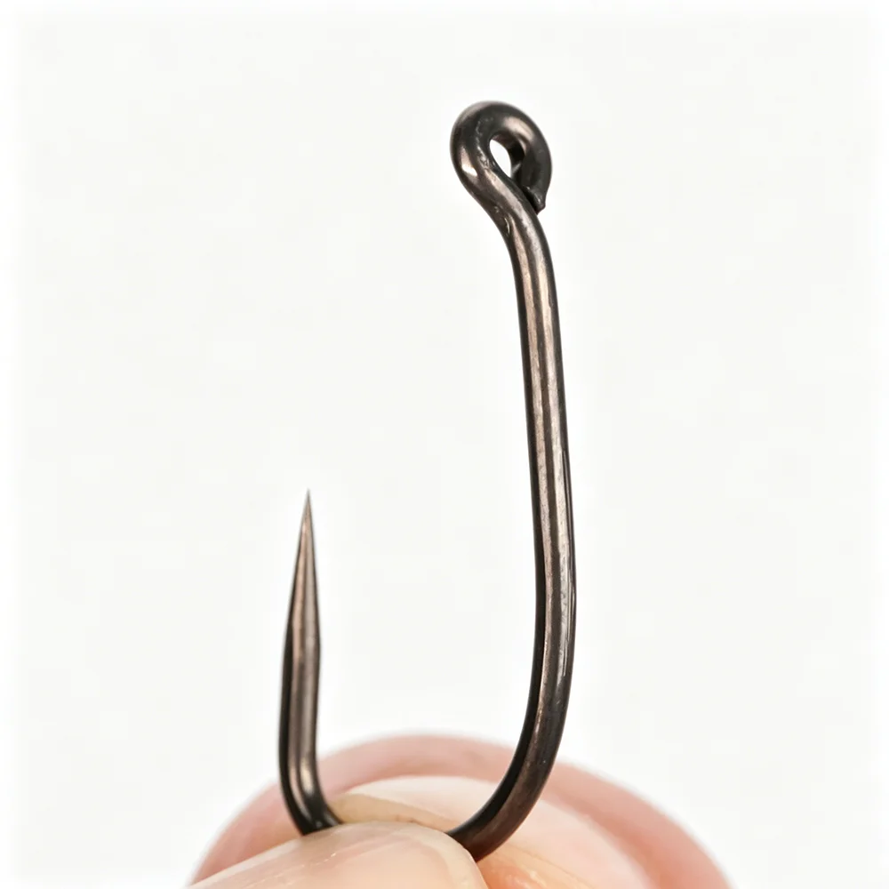 Hirisi 8028 100 Stück PTFE-beschichtete Angelhaken aus Hochkarbon-Edelstahl Rostfrei Scharfe Spitze mit Öse für Angelzubehör – Detail 4