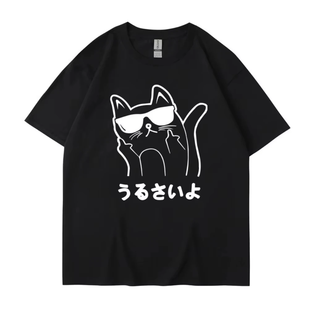 Cat Harajuku Funny Cartoon T Shirt Men Cute Anime Ullzang T-shirt Grunge Kawaii 90s Fashion Tshirt Korean Style Top Tee Female