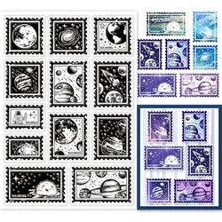 1 pc Space Planet Clear Stamps Planet Postage Stamp Transparent Silicone Stamps for DIY Scrapbooking Supplies Embossing Paper