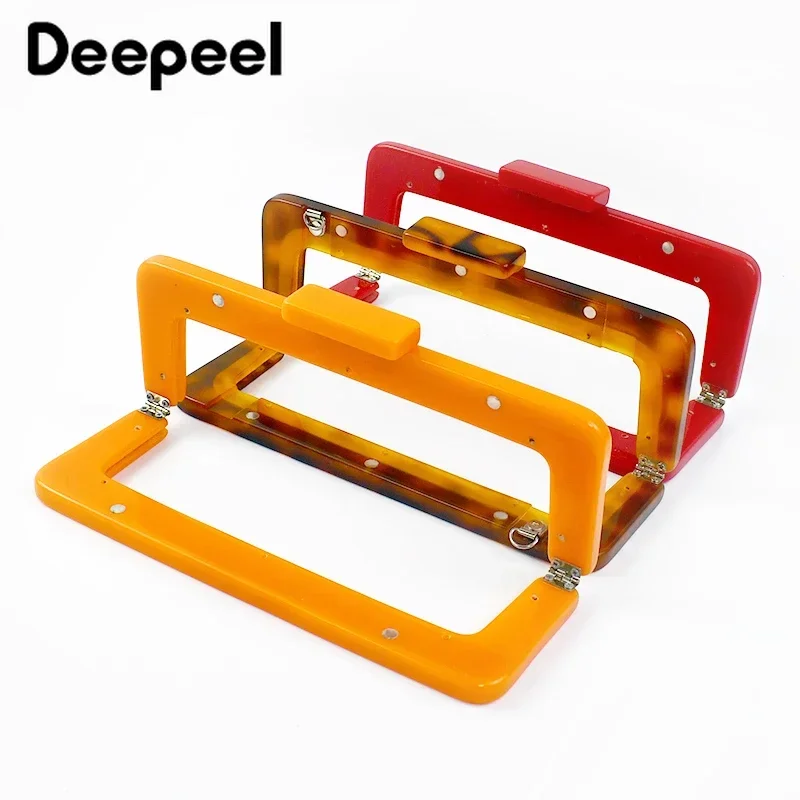 1Pc Deepeel 23cm Square Acrylic Handbags Handle Plastic Kiss Clasp Purse Frames Handbag Handcraft Repair DIY Sewing Accessories