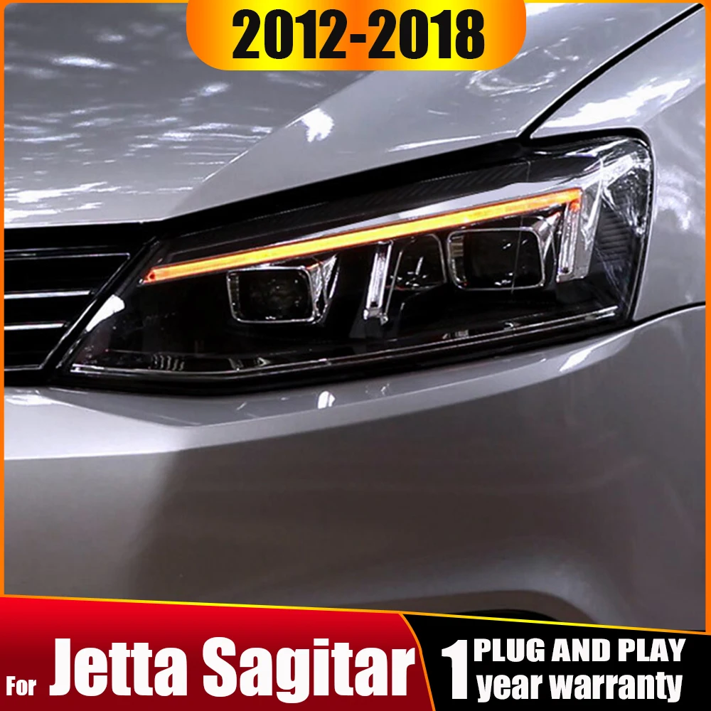 

Car Lights for Jetta Sagitar 2012-2018 LED Auto Headlight Assembly Upgrade Audi R8 Design Bifocal Lens Signal Lamp Accessories