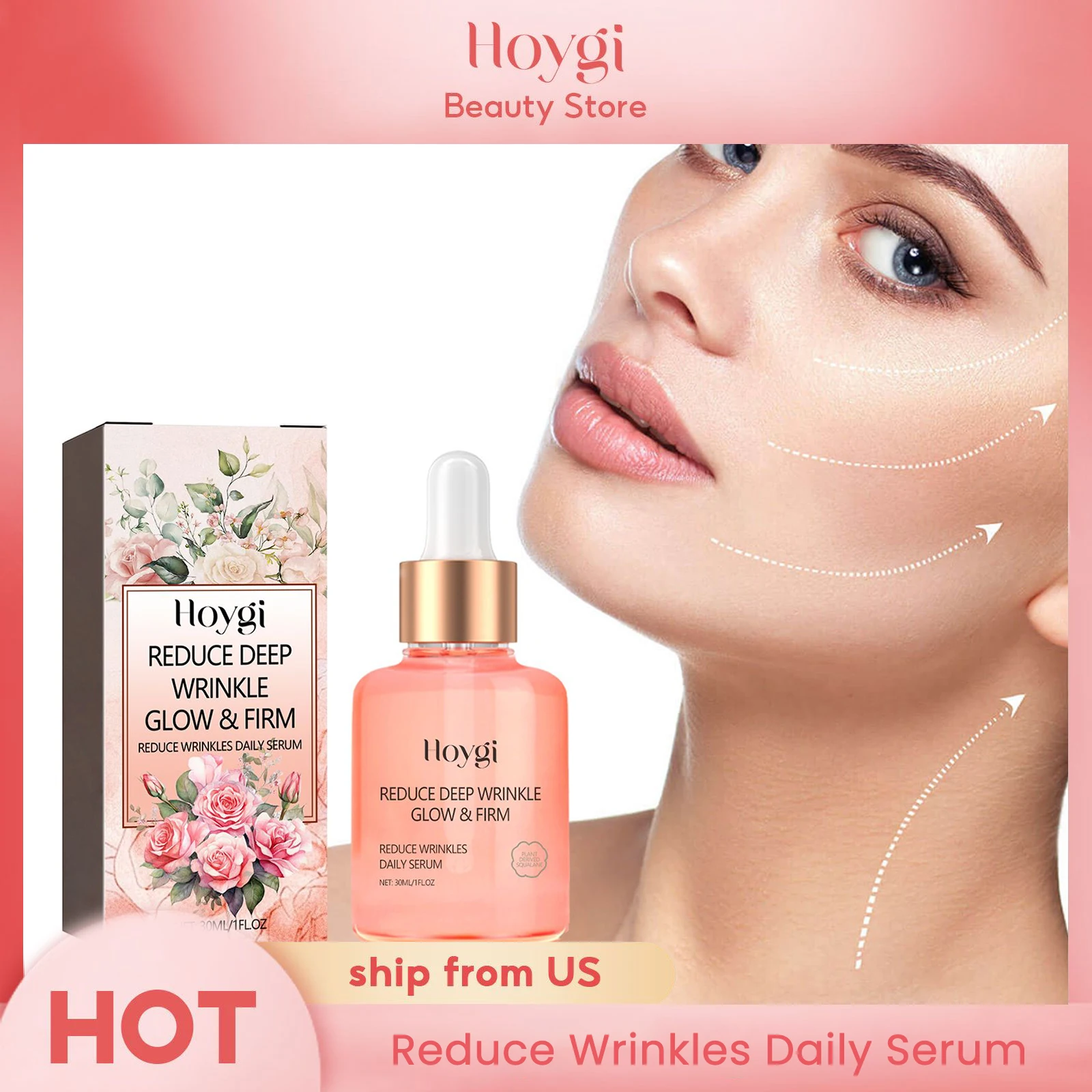 Deep Repairs VC Rose Oil Face Anti-Aging Care Treatment Fine Lines Rough Dry Skin Brightens Tightens Reduce Wrinkles Daily Serum