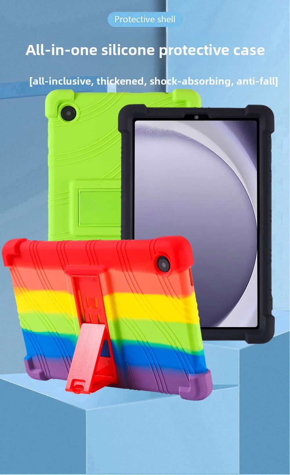 Stoßfeste TPU-Hülle für Samsung Tab A9 8.7, Einteiliger Flexibler Stoßfänger mit Ständer, Mehrere Farben – Detail 1