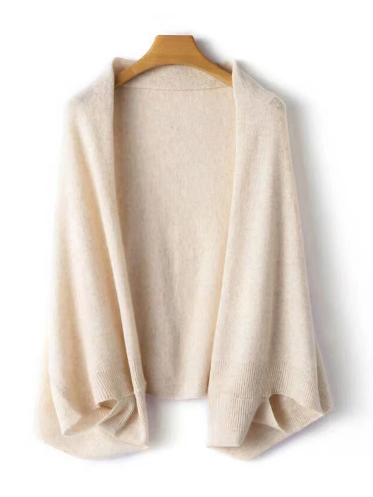 100 % Wolle Damen-Strickschal, weich, warm, Strickwaren, Strickjacke, Umhang, Wickel, Schulter, Hals, schützen, Pashmina-Schals, doppelter Verwendungszweck