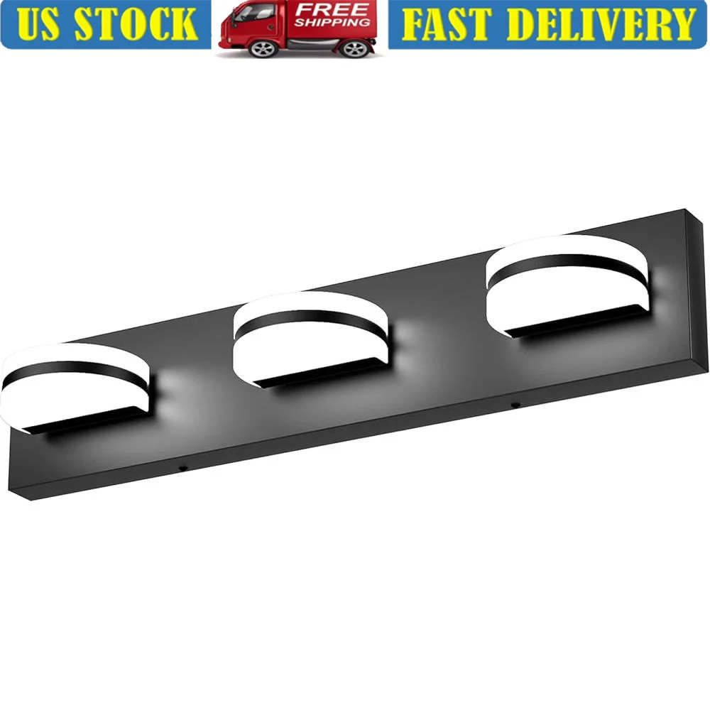 LED Vanity Light 3 Lights Modern Rotatable Acrylic Wall Fixture Hardwired Bathroom Lighting Energy Efficient Brightness Design