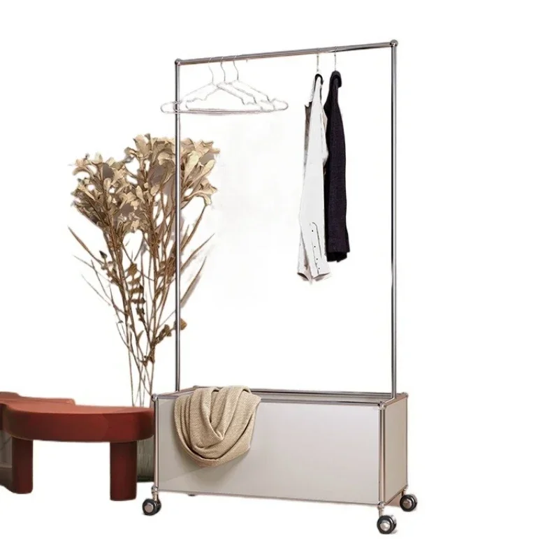 Internet celebrity ins stainless steel coat rack, floor-to-ceiling bedroom removable clothes storage, household simple hanger