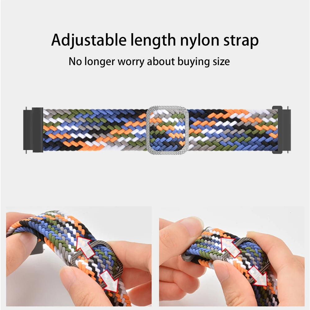 Adjustable Fiber Braided Strap For Huami Amazfit GTS 2 Mini 2E/GTR 42MM Solo Loop Nylon Belt For Amazfit Bip S U Pro Lite Correa