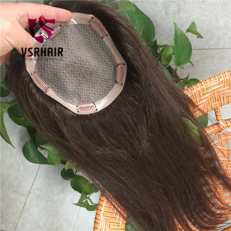 Vsrhair18Inch15*15 Hair Topper Silk Base 6*9 Large Lace Size Straight 150% Hand Tied Human Hair Topper For Hair Lose Women