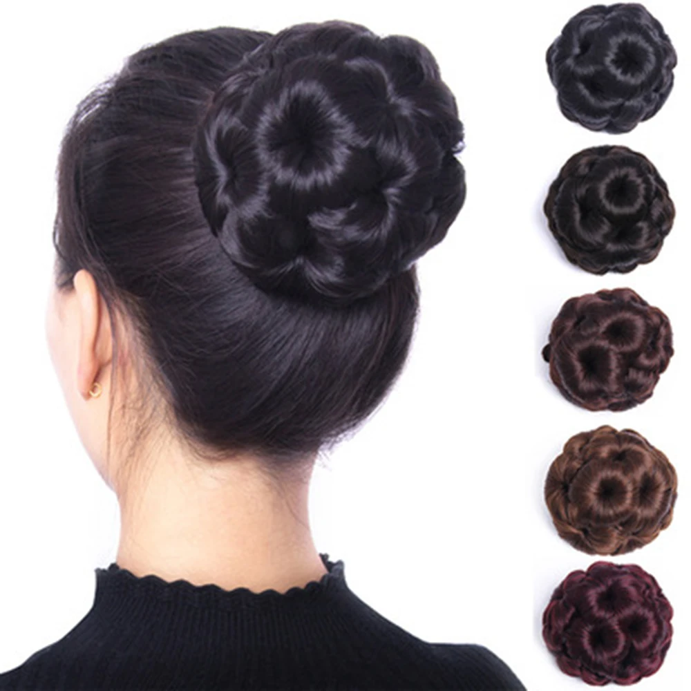 Nine flowers Hair Women Curly Chignon Synthetic High Temperature Fiber Chignon Hair Bun Donut Clip In Hairpiece