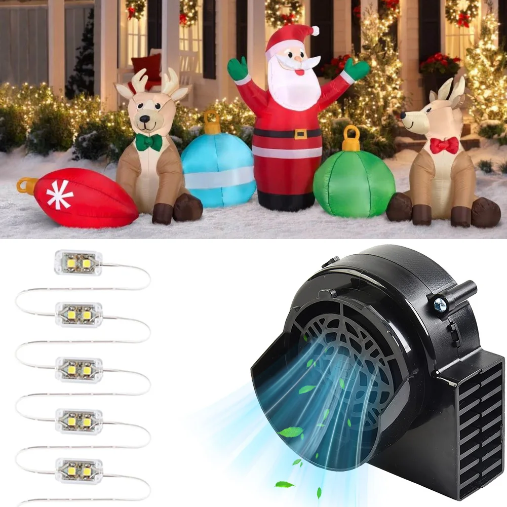 1 conjunto 0.85a ventilador motor com 5 leds lig para jardim quintal decoração inflável piquenique churrasco ferramenta alimentado ventilador