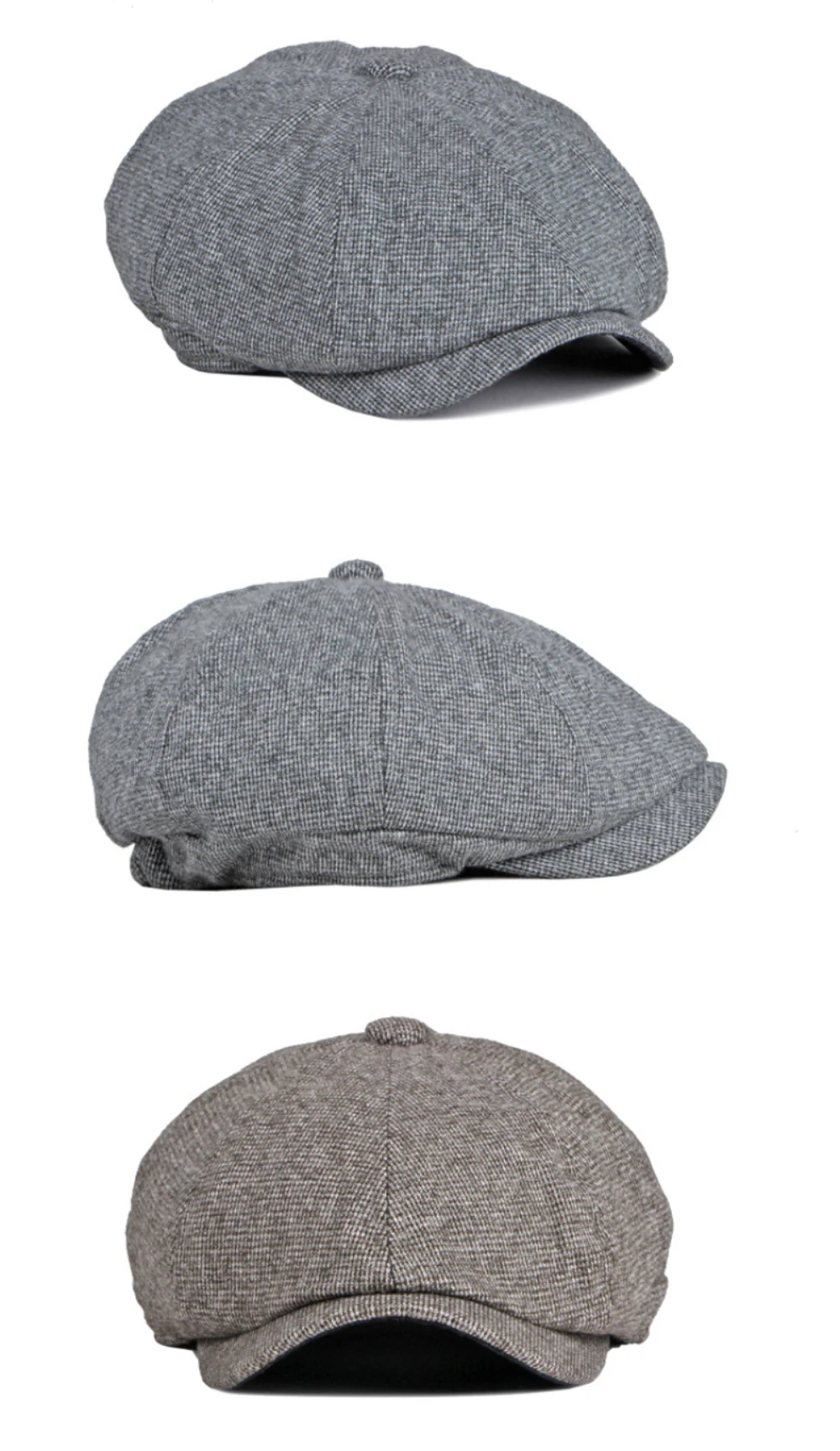HT4965 Baskenmütze Hochwertige Herbst-Winter-Baskenmütze für Männer und Frauen Künstler Maler Baskenmütze Dicke Warme Herbst-Winter-Achteckige Flachmütze – Detail 6