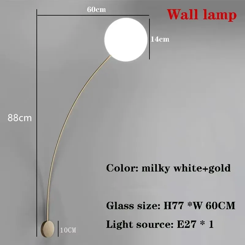 Minimalistische LED lange visserijwandlamp Witte glazen bollamp Slaapkamer naastlamp Woonkamer Restaurant Gangpad achtergrondlamp