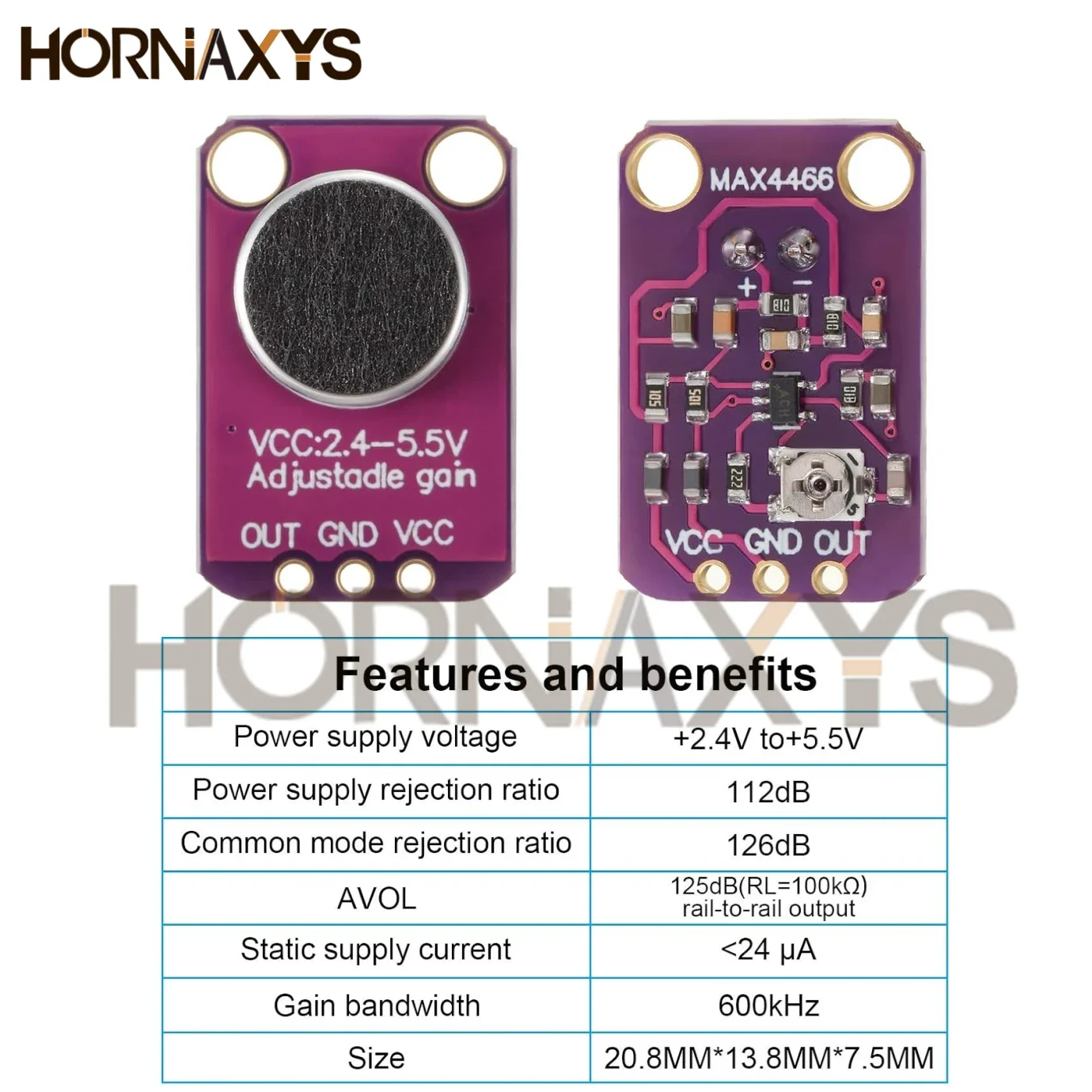 1-10 Uds GY-MAX4466 módulo amplificador de micrófono electret MAX4466 ganancia ajustable para Arduino