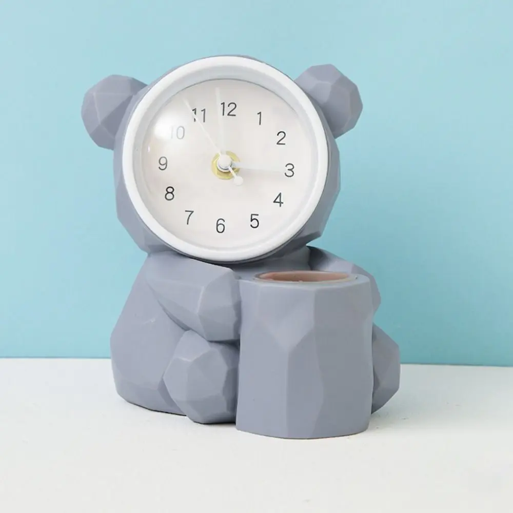 Durable Multifunctional Desk Pen Holder Minimalist Creative Piggy Bank Cute Cartoon Alarm Clock School Supplies