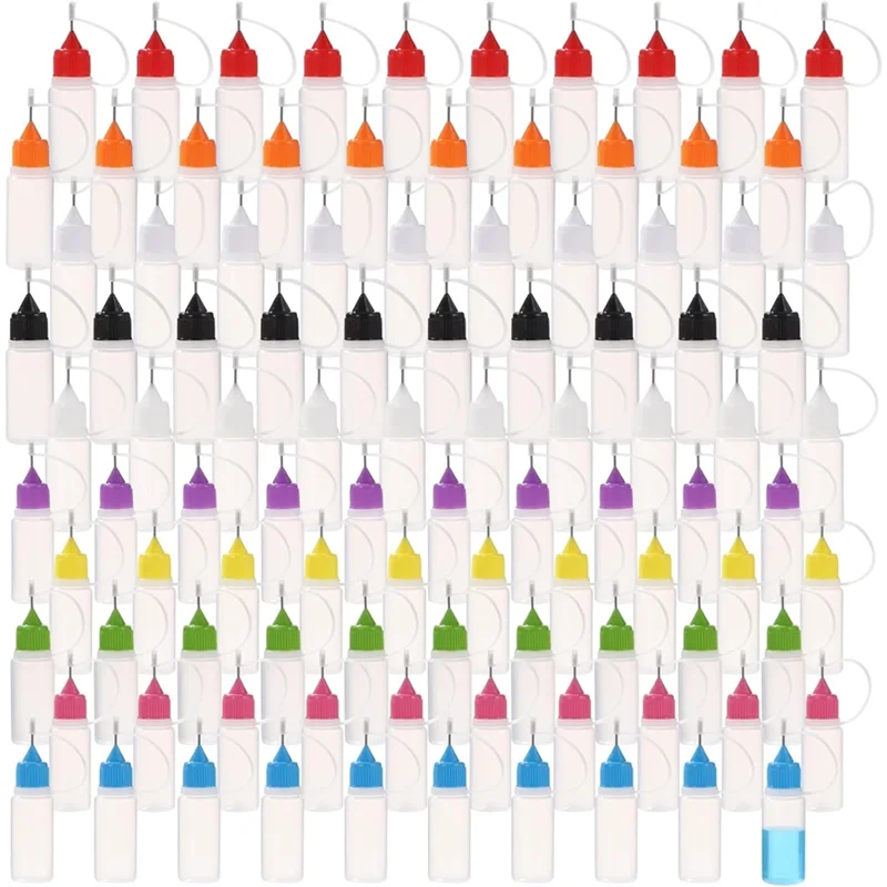 

PORK-100Pcs Precision Tip Applicators 10 Ml/0.34 Oz Mini Applicator Bottles For Liquid Oil DIY, Quilting, Acrylic Painting