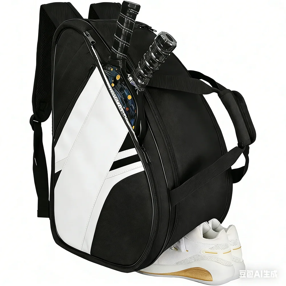 Pickleball Racket Backpack with Ball Bag, Waterproof Sports Gear Bag, Breathable Shoe Compartment, Paddle Storage Bag