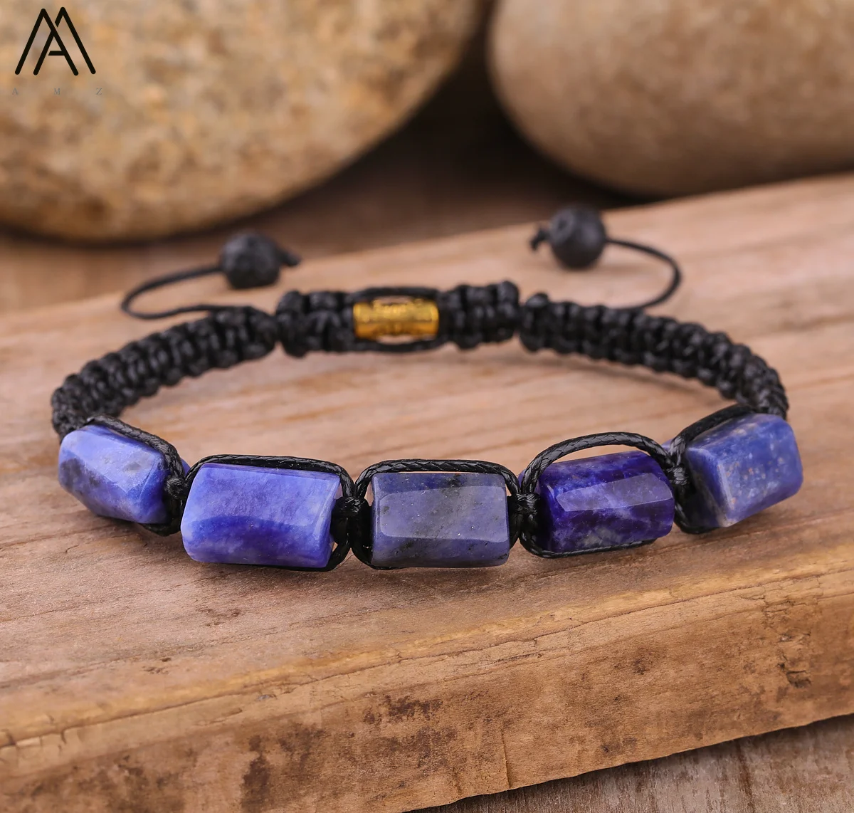 Natürliche schwarze Turmalin Nugget Perlen geknotet handgemachte gewebte Armband Frauen Stein Perlen Geflecht Armband verstellbar N0456AMI – Detail 4
