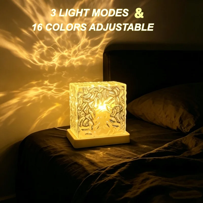 Nueva Lámpara de Proyección de Ondas Oceánicas con Control Remoto de 16 Colores, Luz Ambiental Aurora, Decoración para el Hogar, para Sala de Estar y Dormitorio
