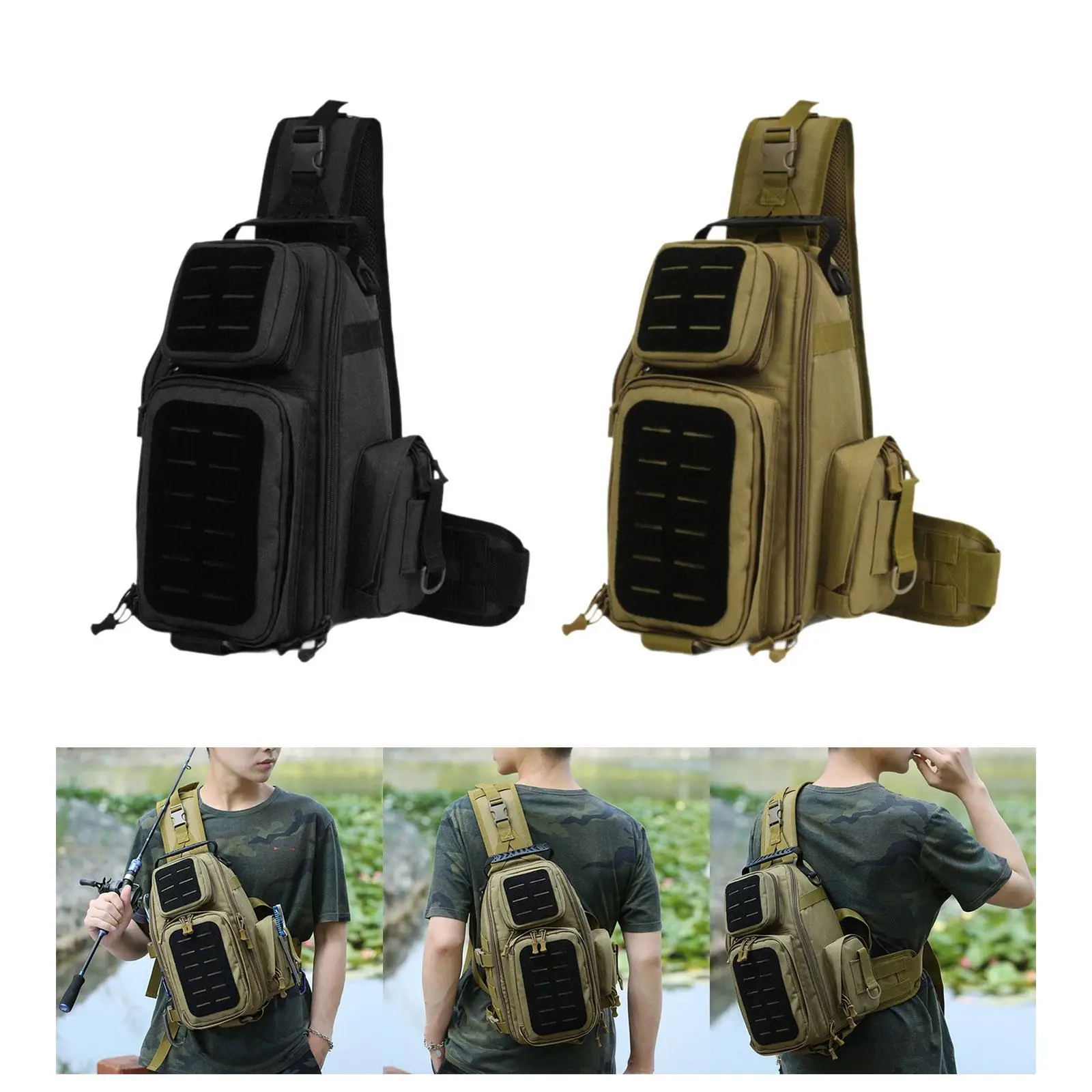 

Fishing Sling Bag Chest Pack Fishing Tackle Bag Waterproof Fishing Backpack Shoulder Bag for Trekking Sport Hunting Fishing Men