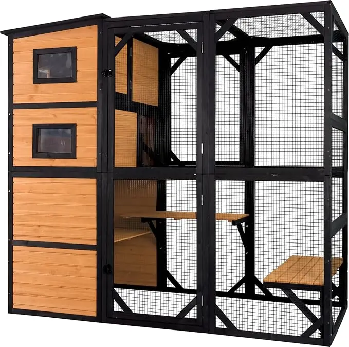 Large Cat Catio 4 Tiers Cat Enclosures House for Outdoor Indoor Cats with Weatherproof Roof