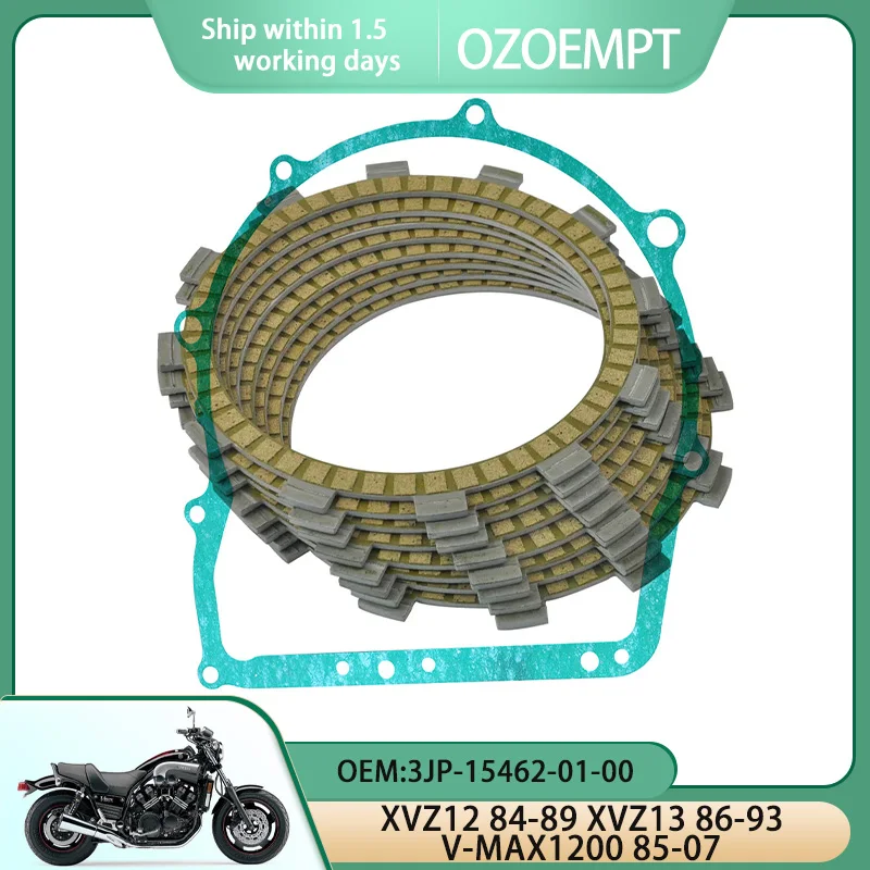 

OZOEMPT Motorcycle Clutch Disc Set and Cover Gasket Apply to XVZ12 84-89 XVZ13 86-93 V-MAX1200 85-07