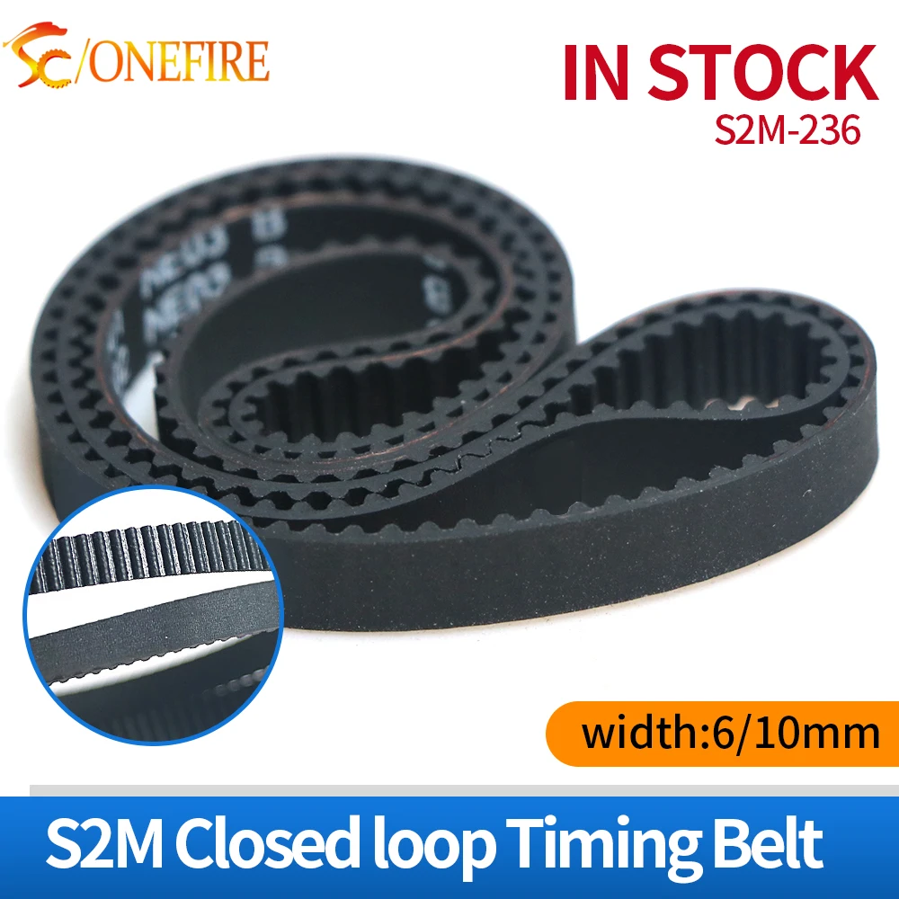 10pcs S2M-236-6/10mm belt closed loop rubber S2M-236-6/10mm timing belt Teeth 118  Length 236mm width 10/6mm for 3D printer